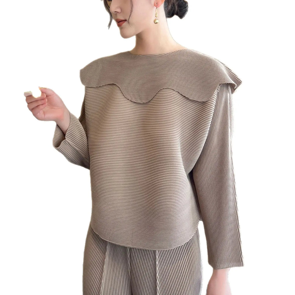 High-end Pleated Designer Casual Top T-Shirt eprolo