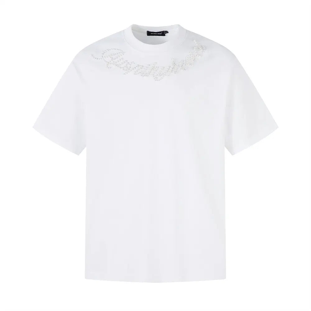 Nail bead letter short sleeved T-shirt eprolo