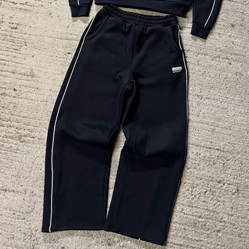 American Street Minimalist Commute Style Long Sleeve Hoodie Hip-hop Harajuku Casual Pullover Sweatshirt Sweatpants