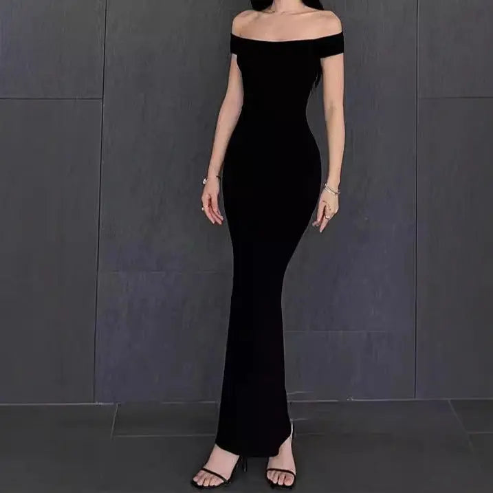 Solid Color Strapless Fitted Waist Bodycon Long Dress eprolo