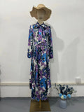 Printed Scarf Neck Elegant Design Dress Spring Fitted Waist New Puff Sleeve eprolo