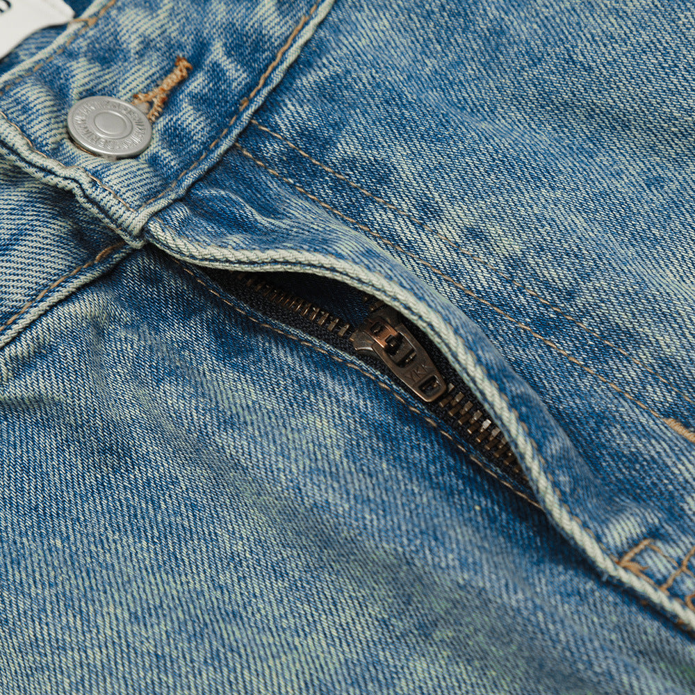Make vintage washed denim pants for casual wear