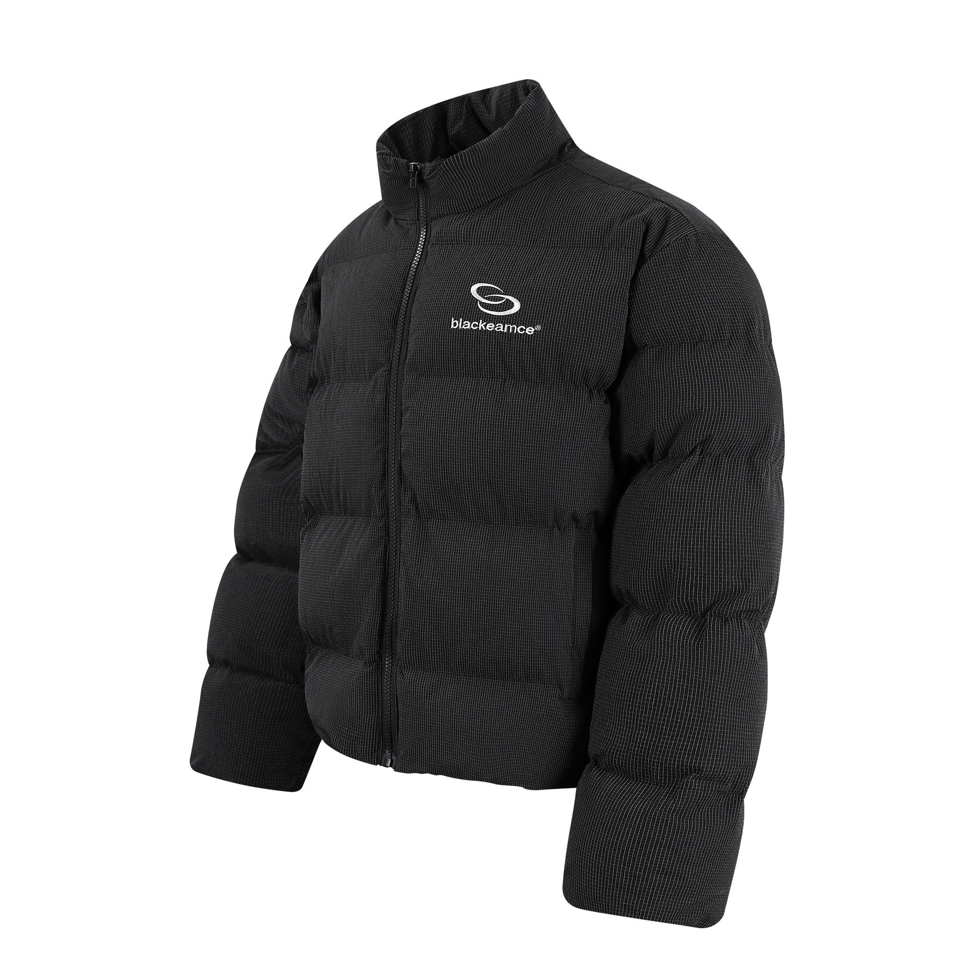 Minimally embroidered thick short cotton jacket