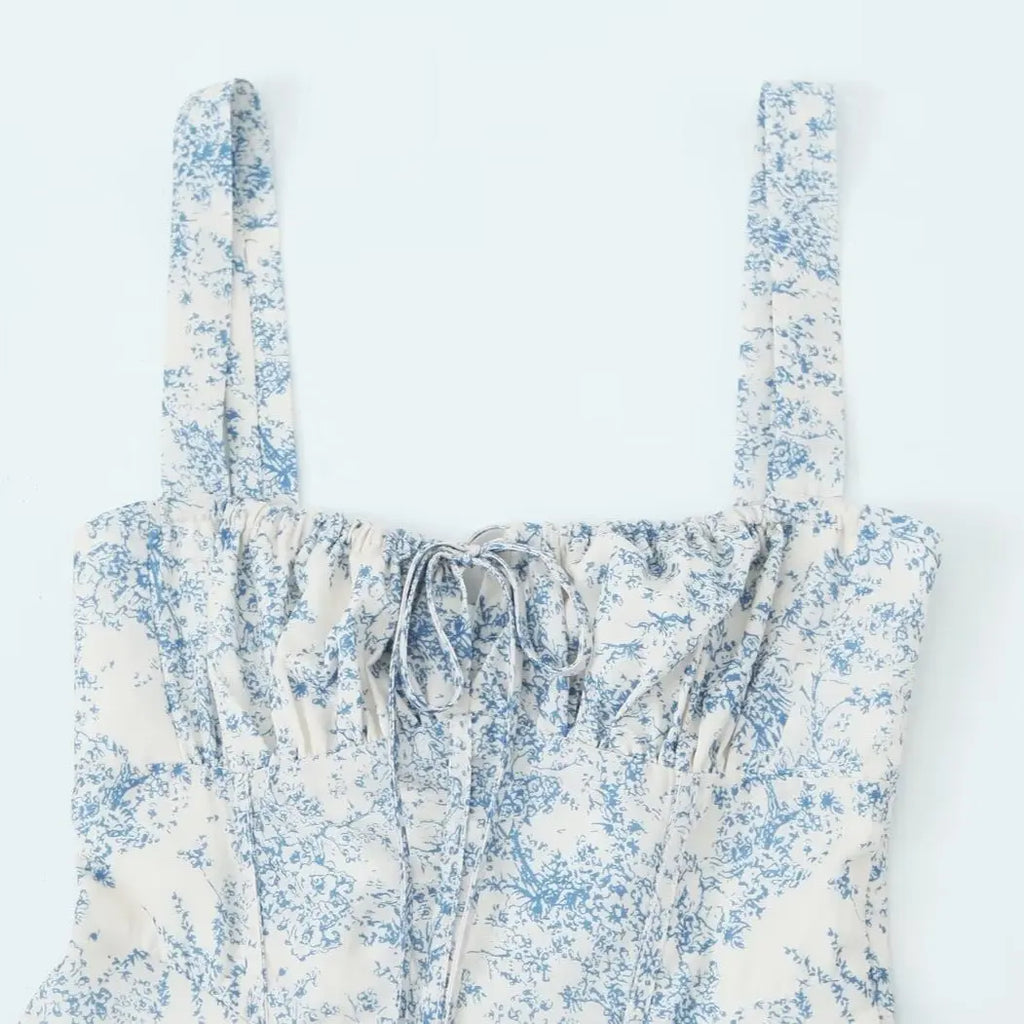 Drawstring waist cinching printed short dress eprolo