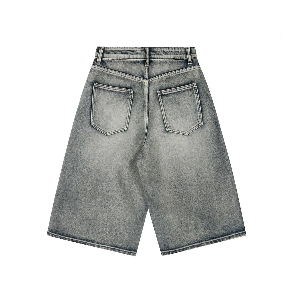 Straight leg seven quarter denim loose wide leg casual versatile seven quarter shorts eprolo