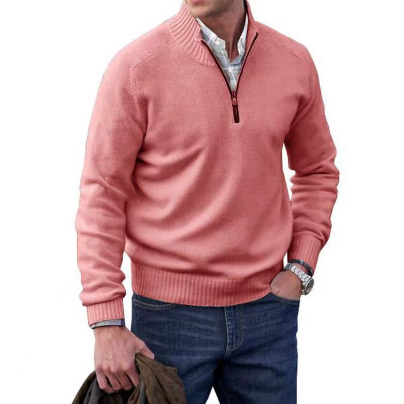 Men's warm wool collared sweater.