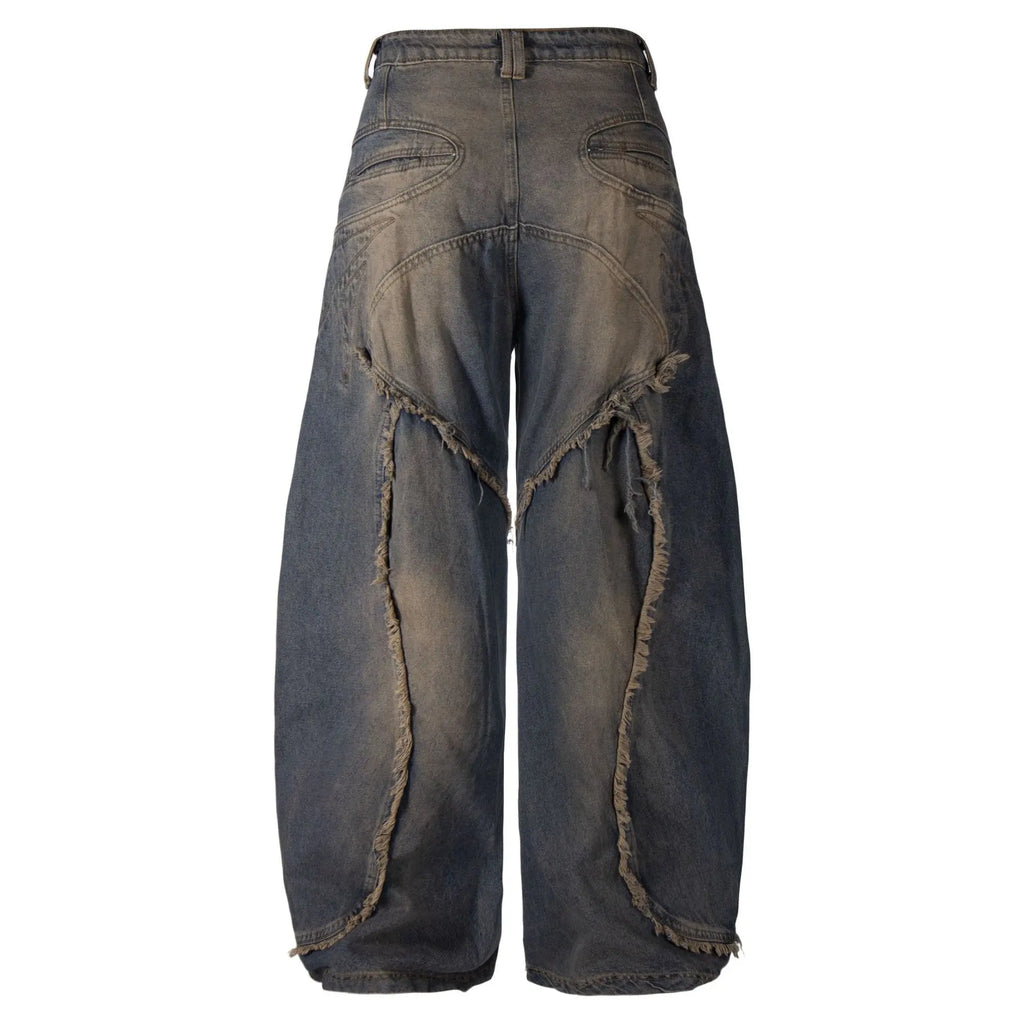 Hairy fringe brushed straight leg jeans eprolo