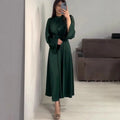 Narrow Waist  Solid Color Slimming New Design Dress for Women Long Sleeve Maxi Dress with Belt Spring eprolo