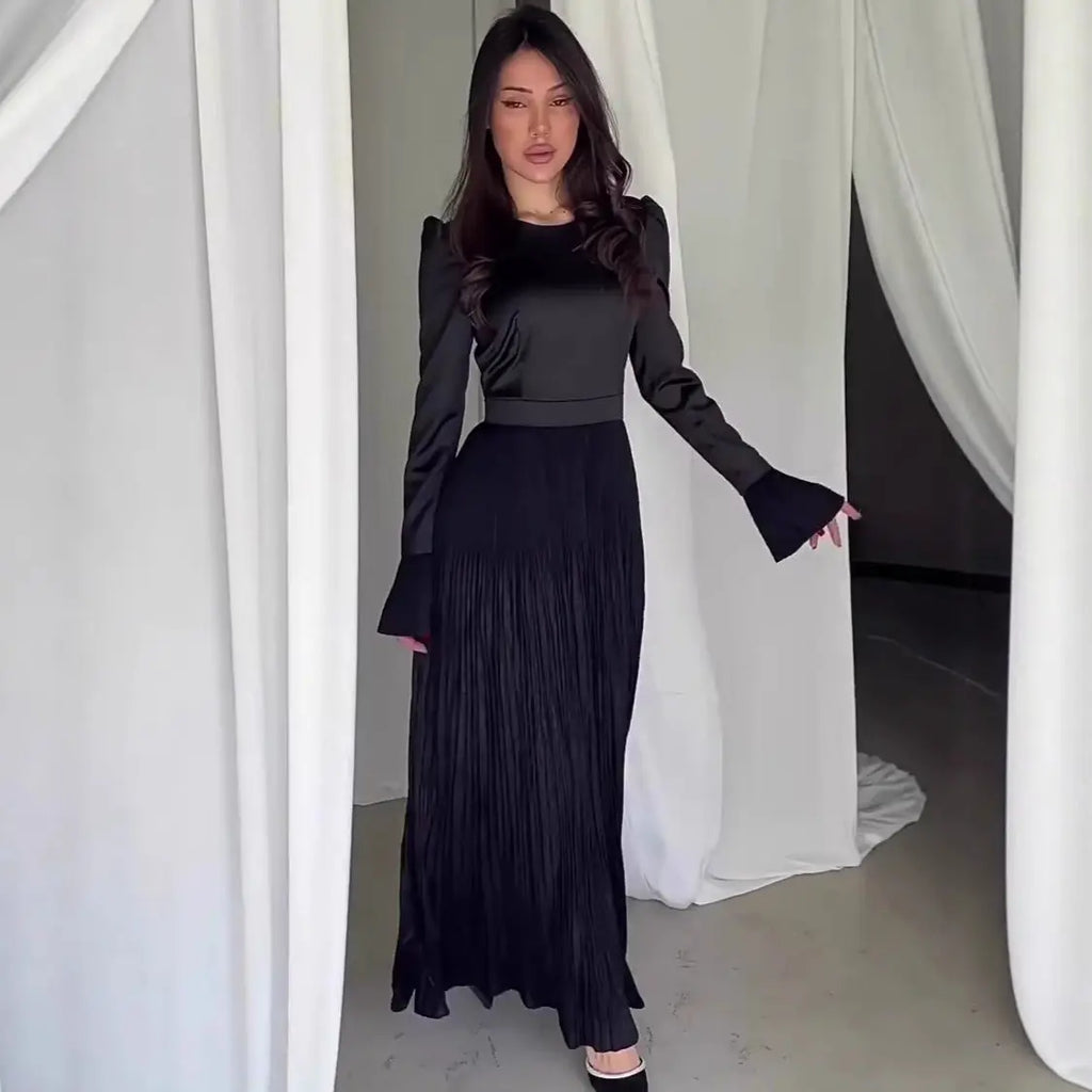 Elegant Fitted Long Sleeve Maxi DressCold-Beauty Soft Charm Winter Fashion eprolo