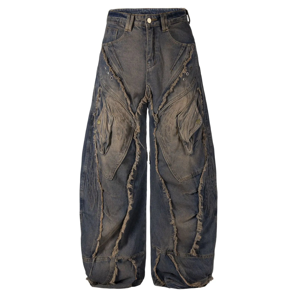 Hairy fringe brushed straight leg jeans eprolo