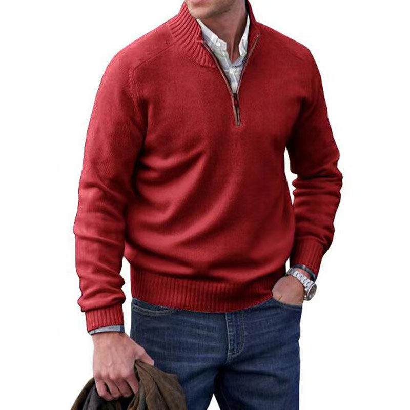 Men's warm wool collared sweater.