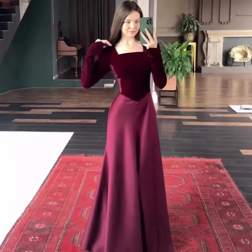 Royal Style New Autumn Vintage Fashion Elegant Long Sleeve Maxi Dress eprolo