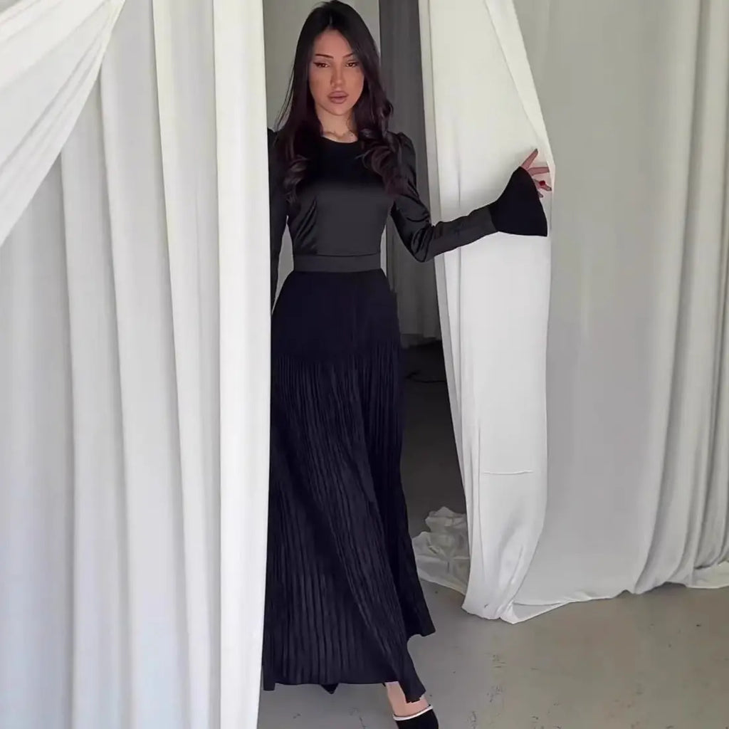 Elegant Fitted Long Sleeve Maxi DressCold-Beauty Soft Charm Winter Fashion eprolo