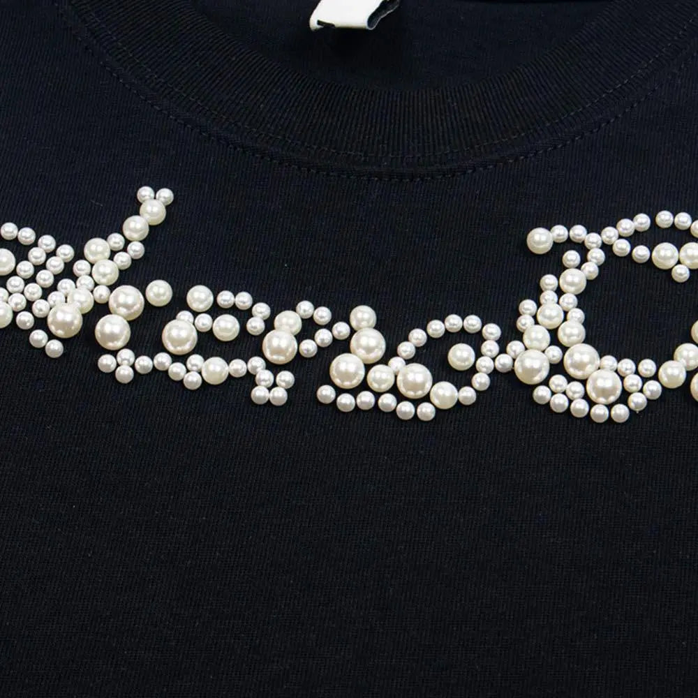 Nail bead letter pure cotton short sleeved shirt eprolo