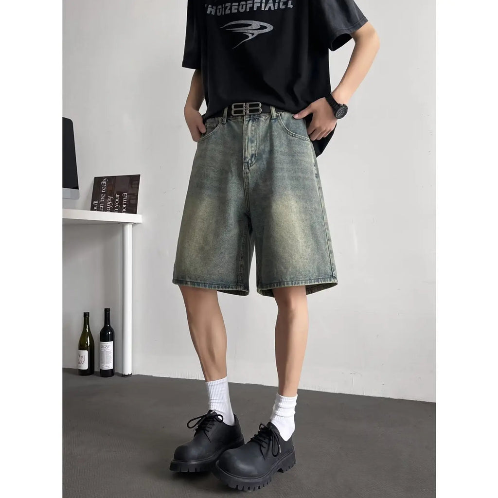 shorts denim loose casual straight leg cropped pants eprolo