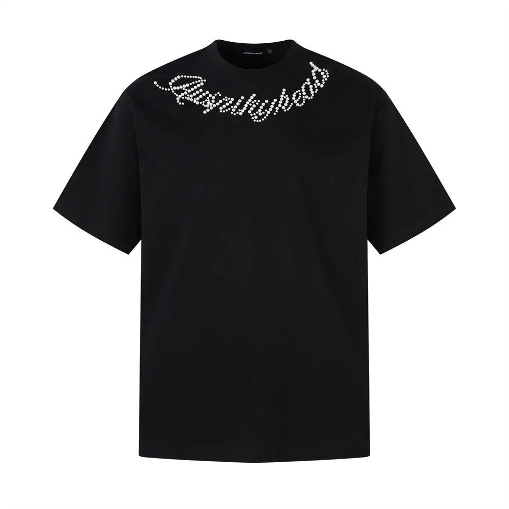 Nail bead letter short sleeved T-shirt eprolo