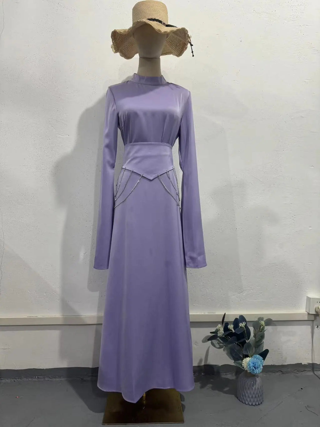 Elegant Solid Color Fashionable Long Sleeve Dress with Slim Waist and Breathable Design Summer Dress eprolo
