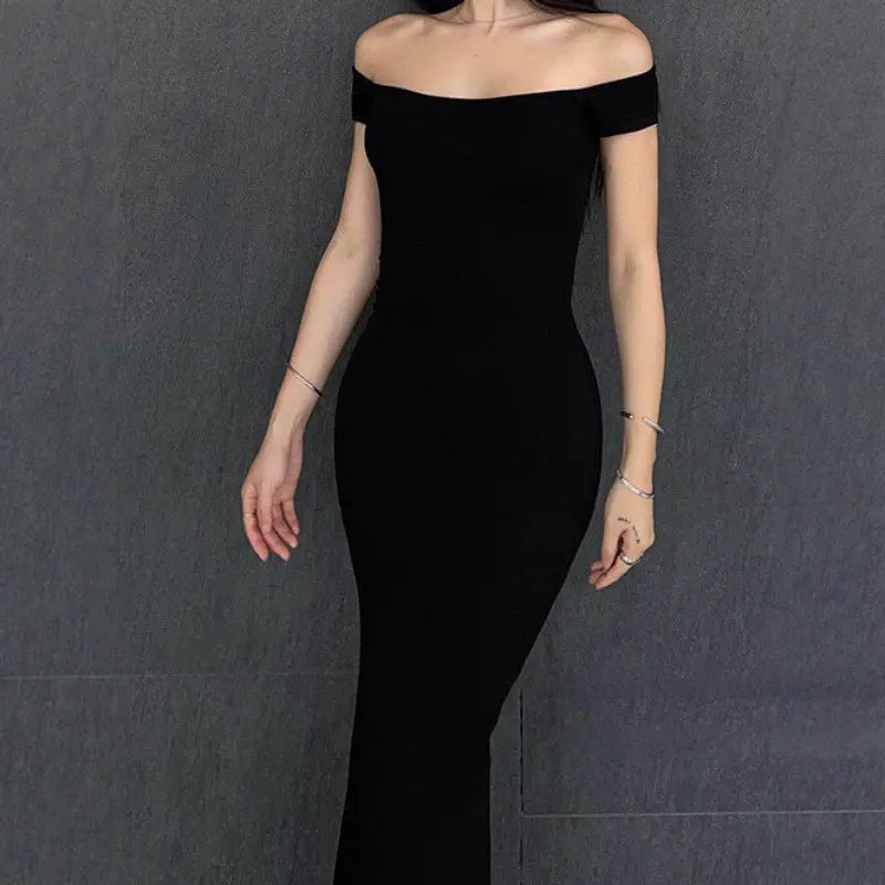 Solid Color Strapless Fitted Waist Bodycon Long Dress eprolo