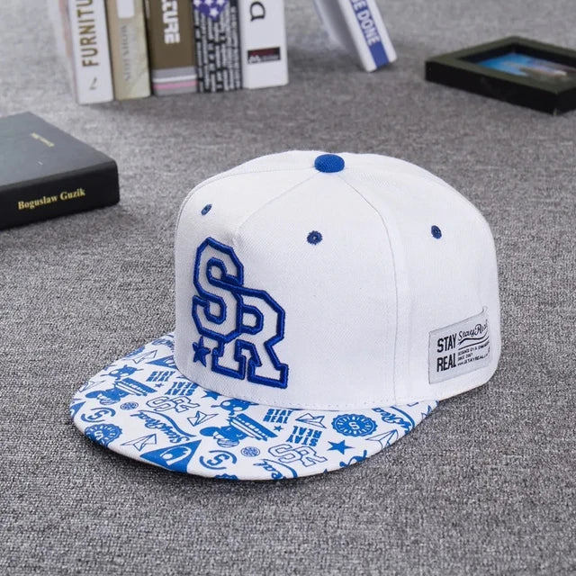 Embroidered Letter SR Baseball Cap Men Hip Hop Cap Women Outdoor Sports Casual Flat Brim Hat Adjustable Biker Hat