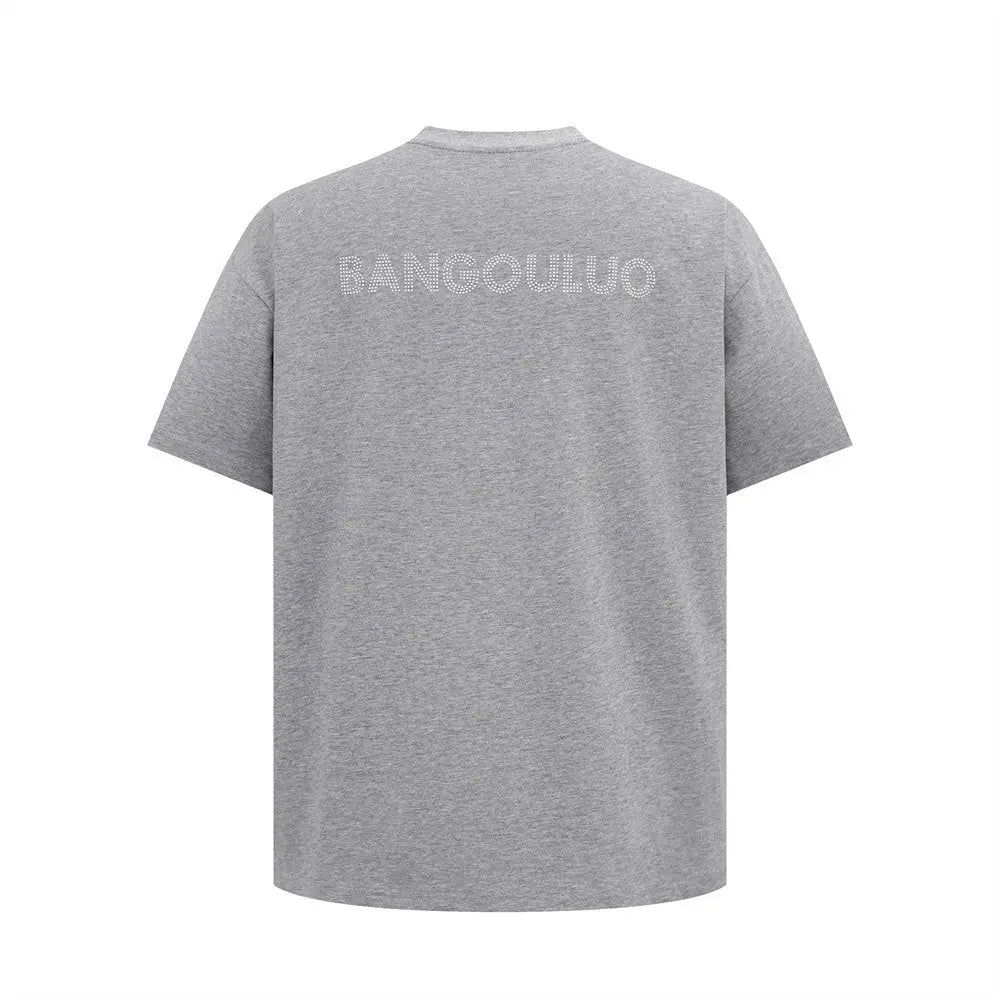 Simple rhinestone letter casual short sleeved shirt eprolo