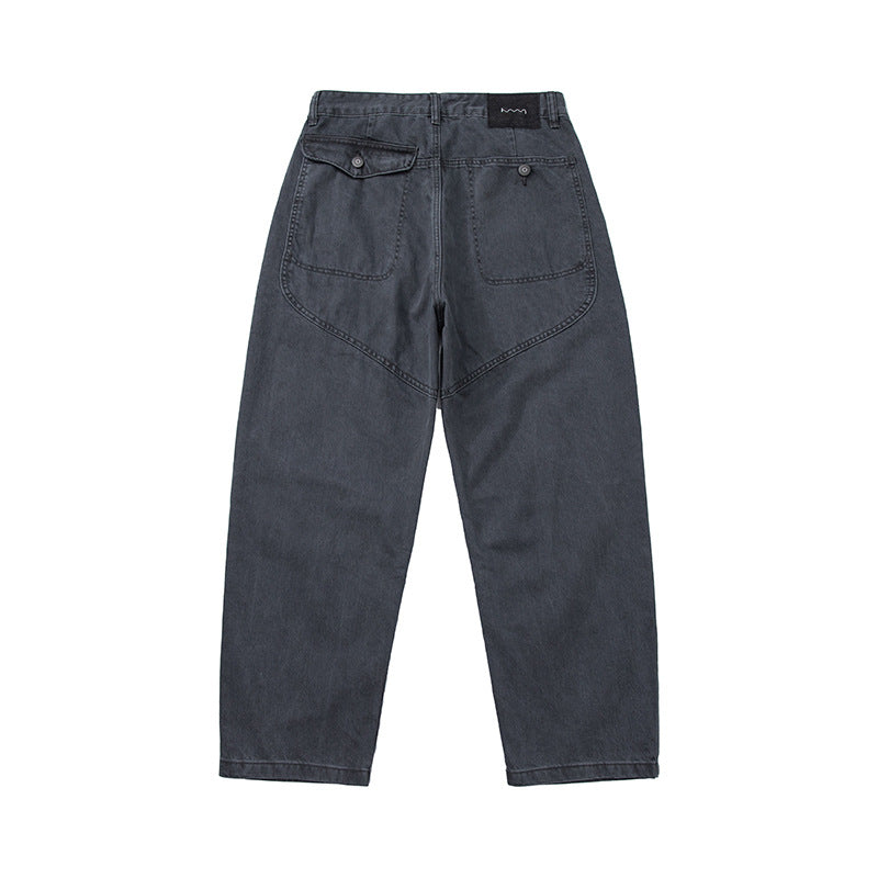 Patchwork Wide-Leg Pants Unisex Loose Straight Casual Cargo Pants