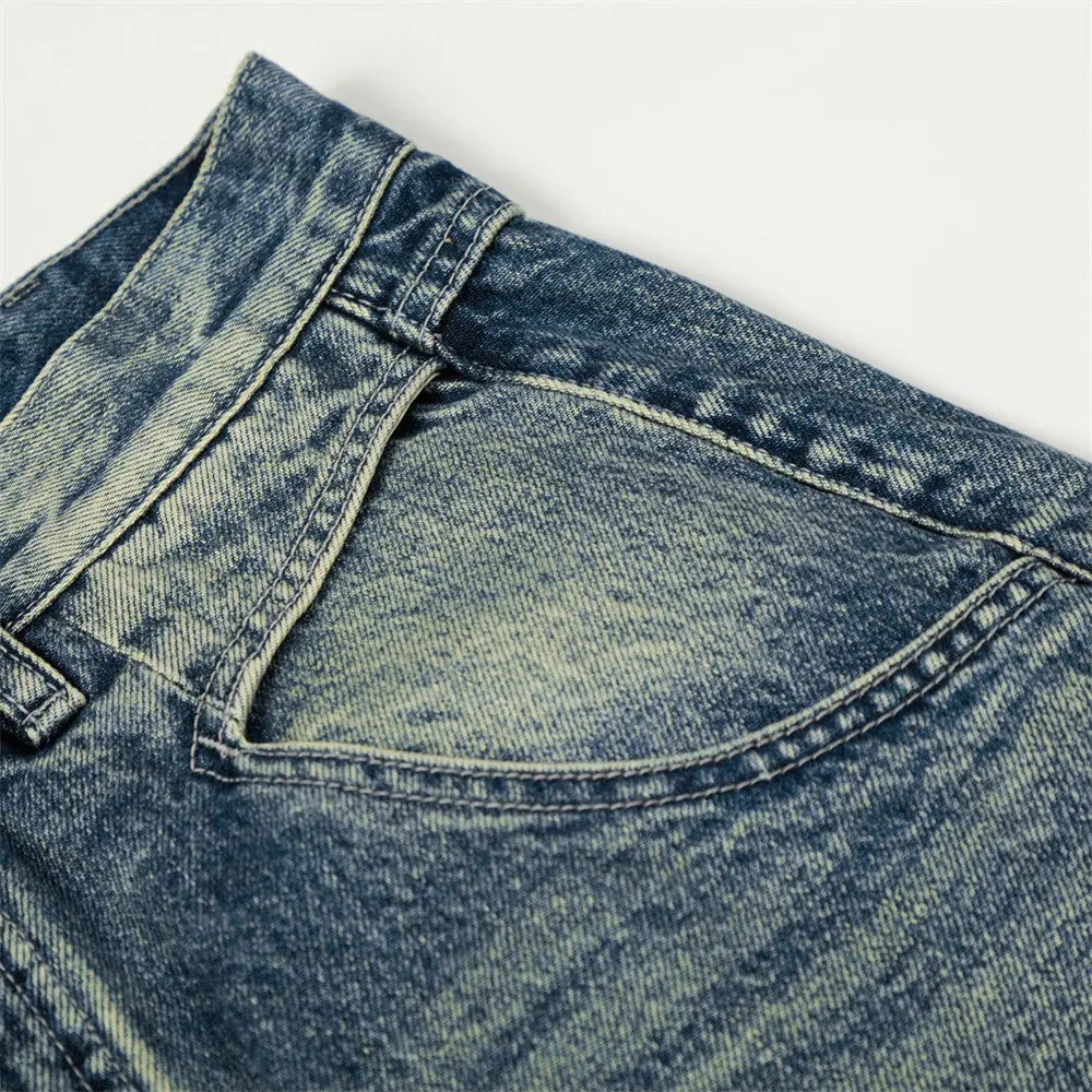 Calças Jeans Retas Lavadas eprolo