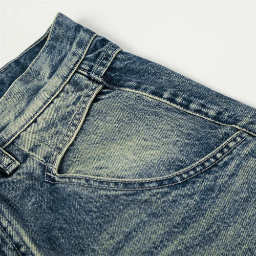 Calças Jeans Retas Lavadas eprolo