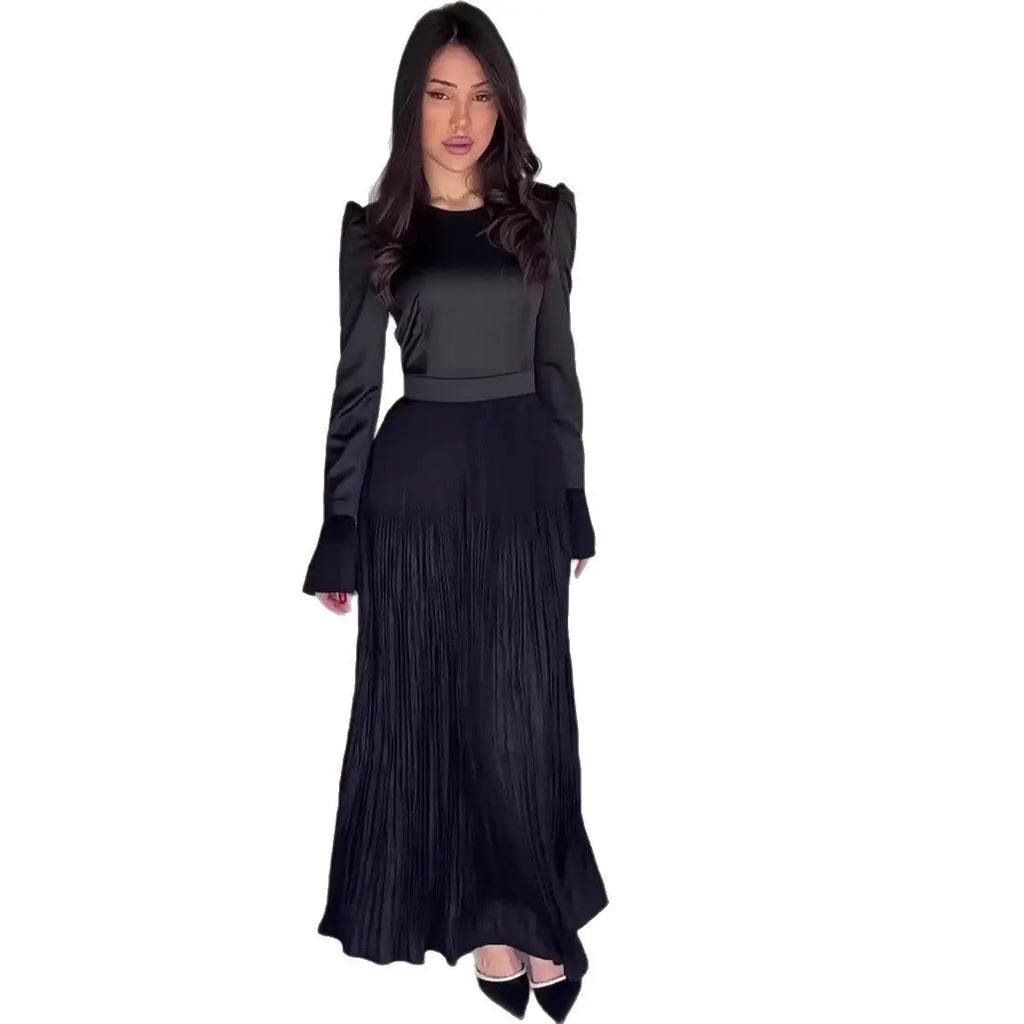 Elegant Fitted Long Sleeve Maxi DressCold-Beauty Soft Charm Winter Fashion eprolo