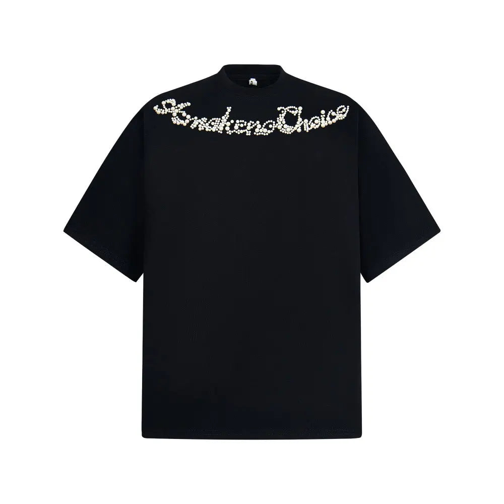 Nail bead letter pure cotton short sleeved shirt eprolo