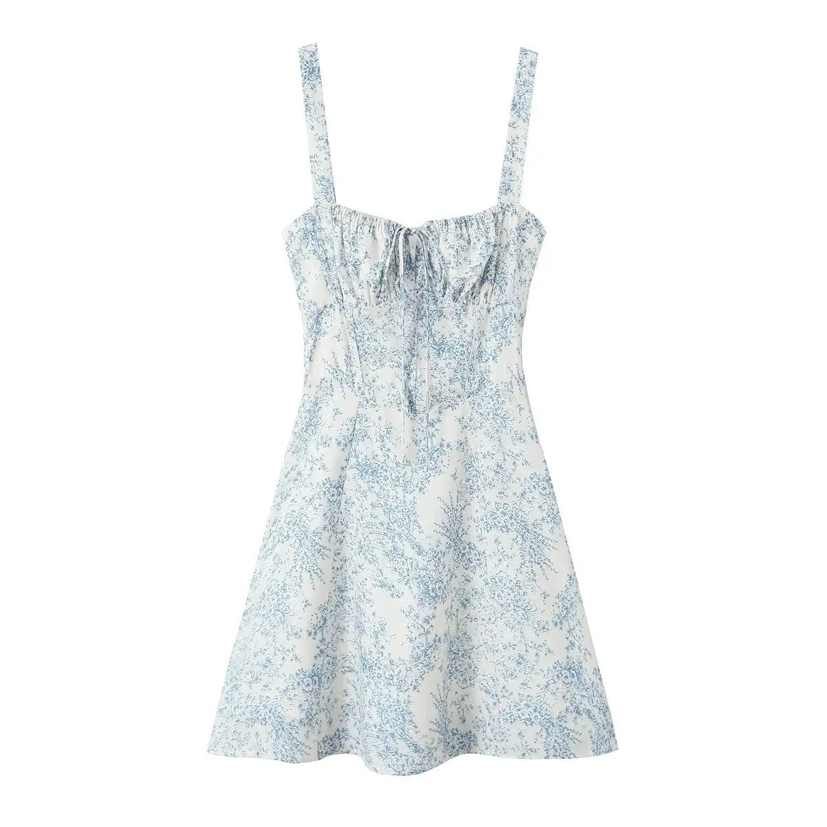 Drawstring waist cinching printed short dress eprolo