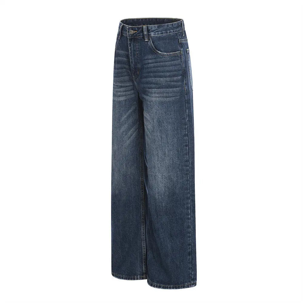 Washed denim straight leg pants eprolo