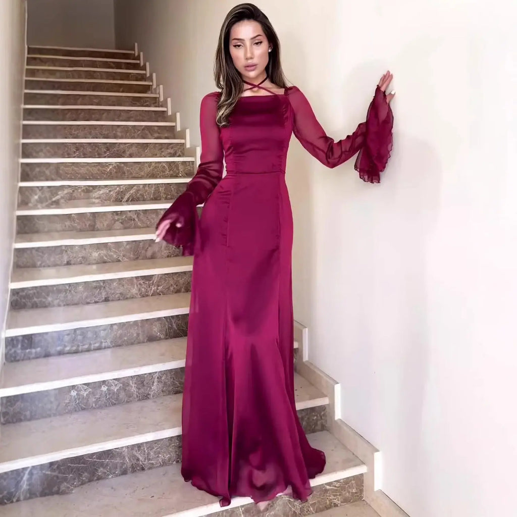 Soft Style Snow Gentle Autumn Tie-Belt Ruffle Fitted Dress Flowing eprolo