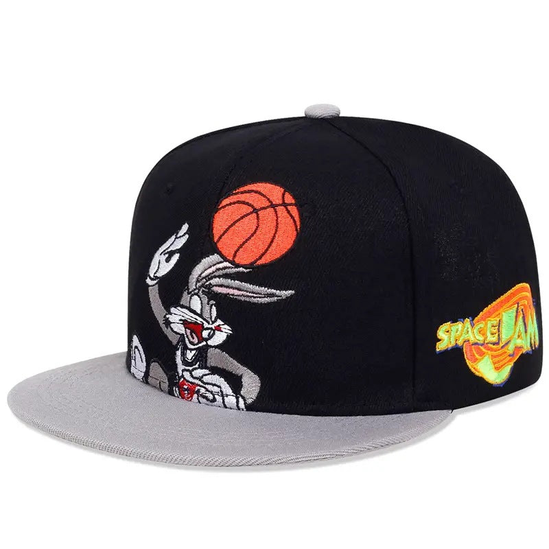 Hip hop flat brimmed hat rabbit embroidery street dance baseball cap sports basketball sun hat