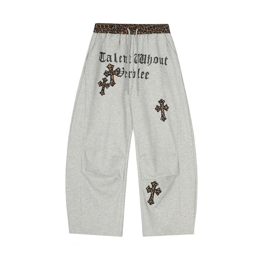 Leopard Print Patchwork Scimitar Sweat Pants eprolo