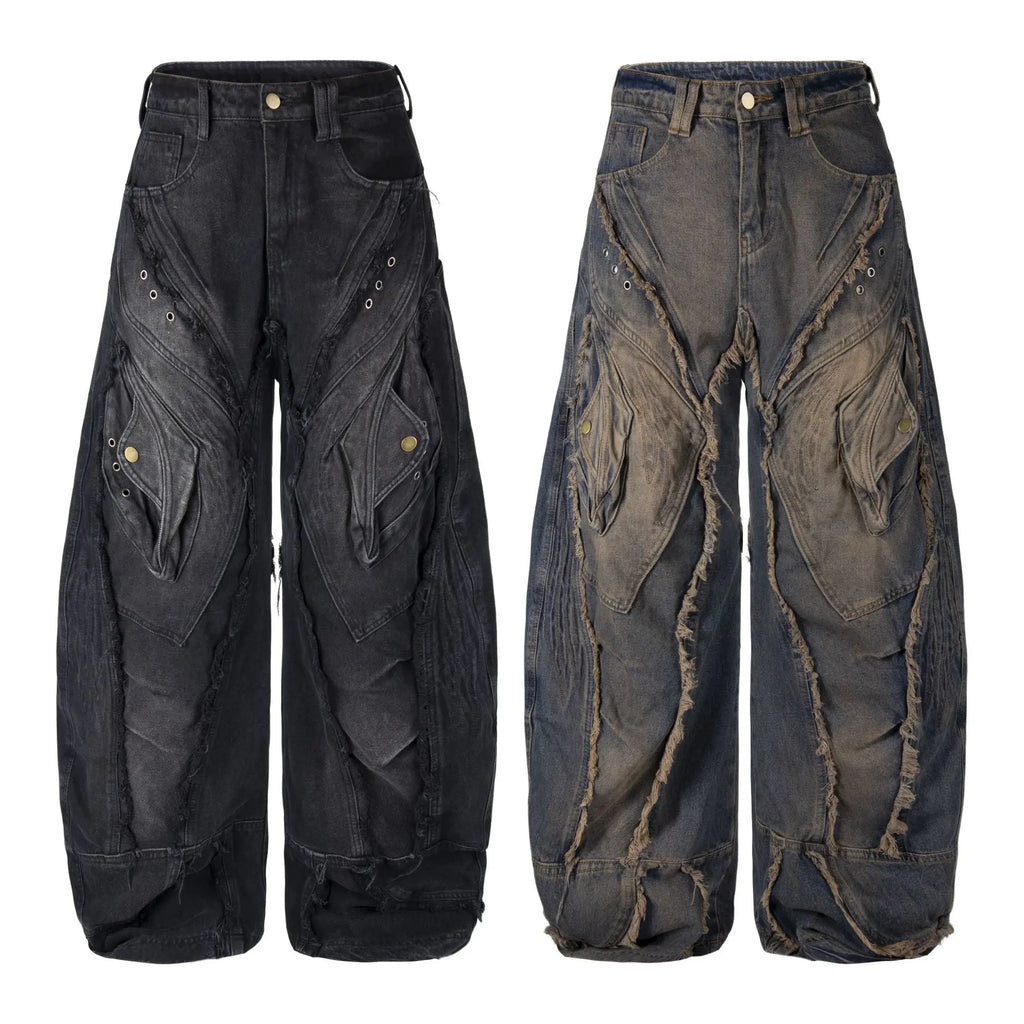 Hairy fringe brushed straight leg jeans eprolo