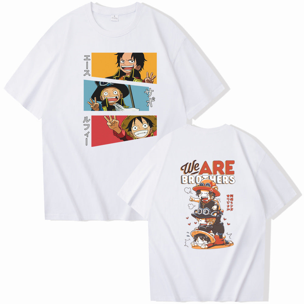 T-shirt Sabo Luffy e Ace Manga Curta