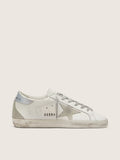 Golden Goose Super-Star with silver sparkle foxing and lettering sneakers