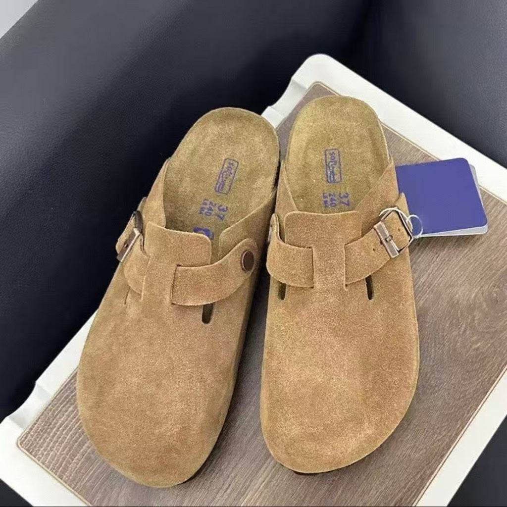 Genuine Leather Birkenstock Shoes 2026 New Model Sandals Thick-Soled Half-Slipper Cork Birkenstock Clogs for Couples Men and Women Outdoor Wear Wholesale