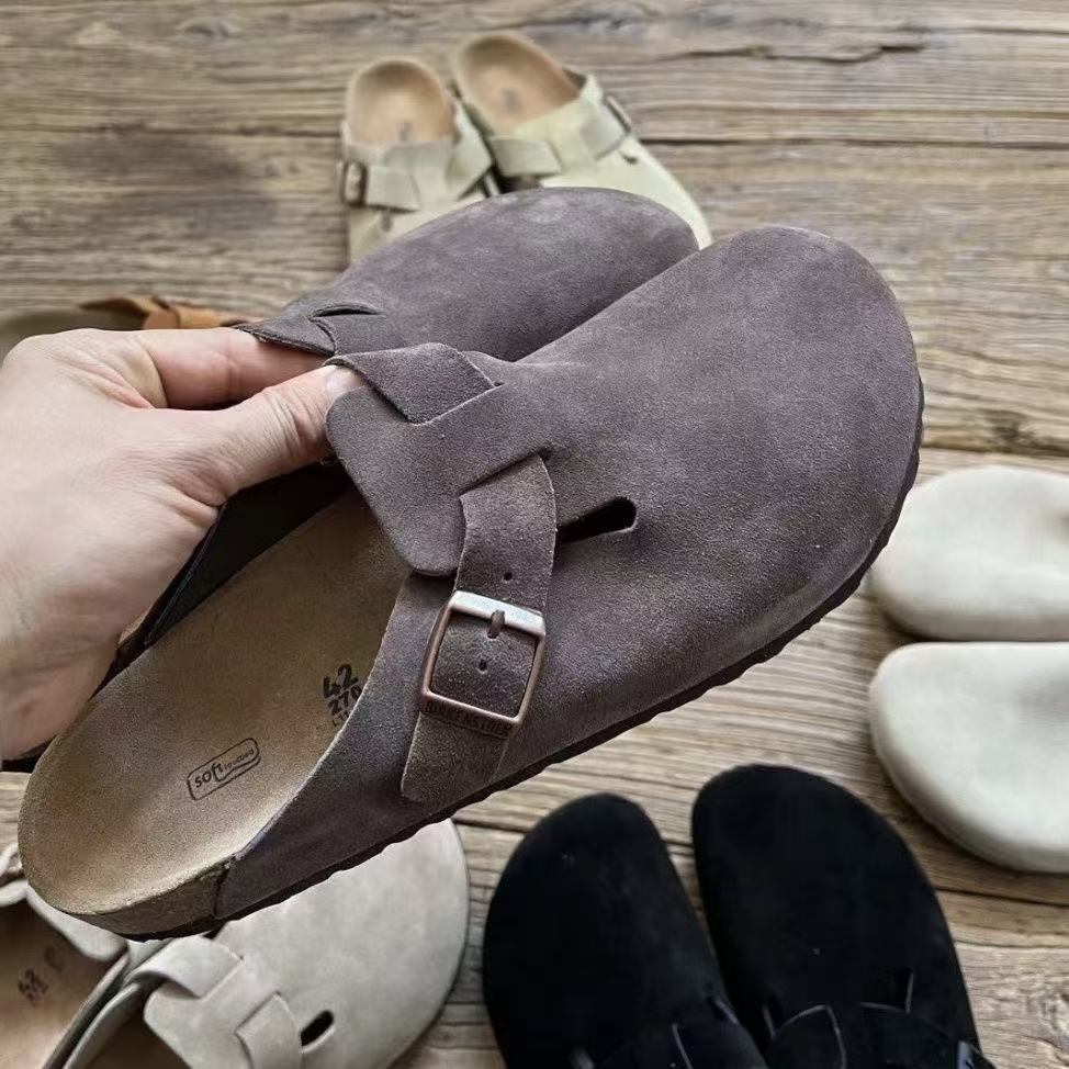 Genuine Leather Birkenstock Shoes 2026 New Model Sandals Thick-Soled Half-Slipper Cork Birkenstock Clogs for Couples Men and Women Outdoor Wear Wholesale