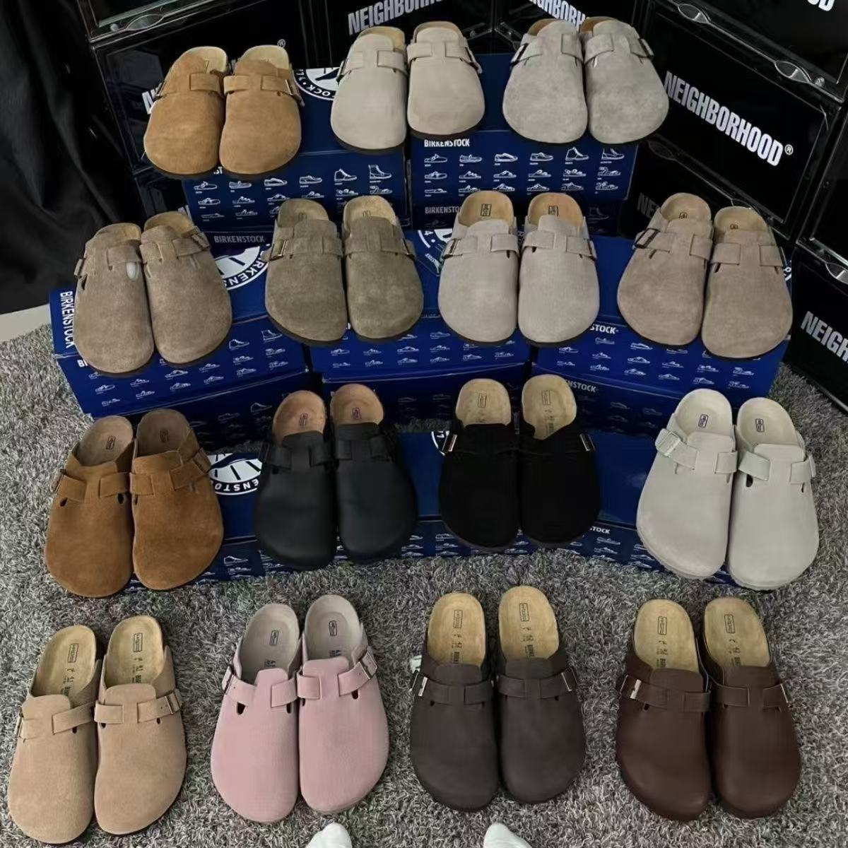 Genuine Leather Birkenstock Shoes 2026 New Model Sandals Thick-Soled Half-Slipper Cork Birkenstock Clogs for Couples Men and Women Outdoor Wear Wholesale