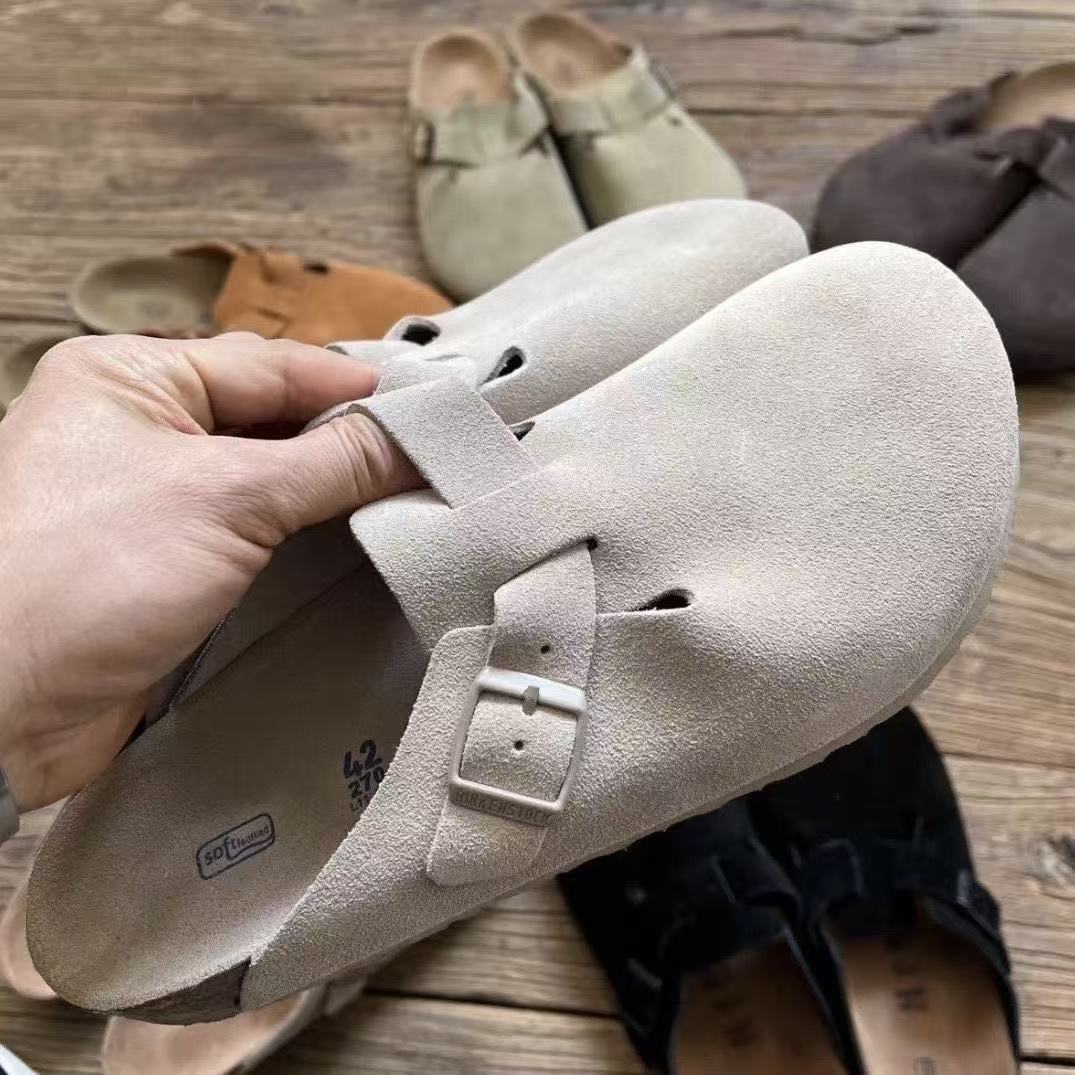 Genuine Leather Birkenstock Shoes 2026 New Model Sandals Thick-Soled Half-Slipper Cork Birkenstock Clogs for Couples Men and Women Outdoor Wear Wholesale