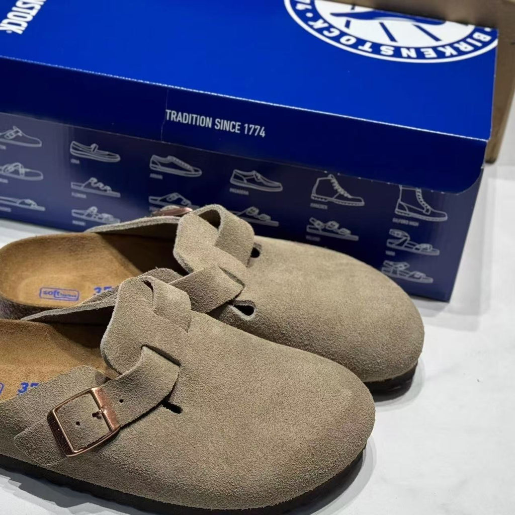 Genuine Leather Birkenstock Shoes 2026 New Model Sandals Thick-Soled Half-Slipper Cork Birkenstock Clogs for Couples Men and Women Outdoor Wear Wholesale