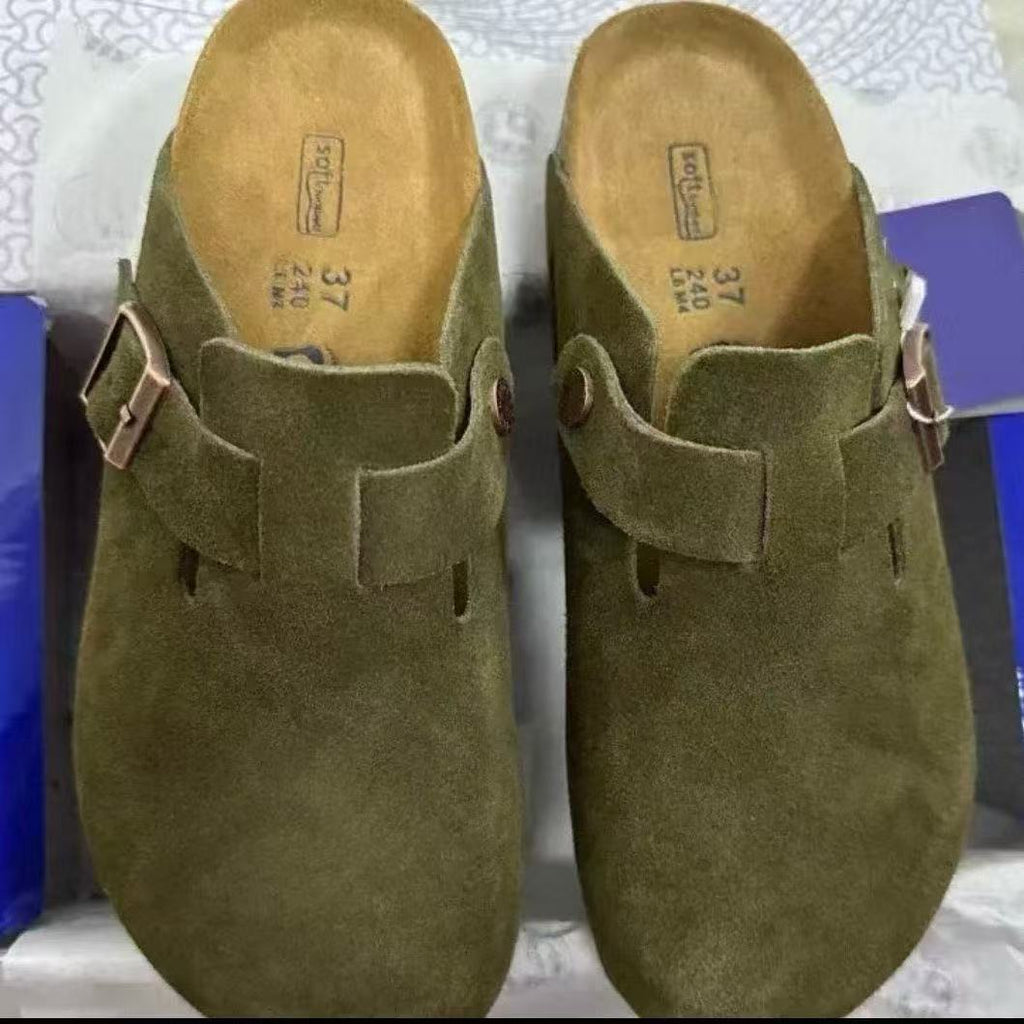 Genuine Leather Birkenstock Shoes 2026 New Model Sandals Thick-Soled Half-Slipper Cork Birkenstock Clogs for Couples Men and Women Outdoor Wear Wholesale